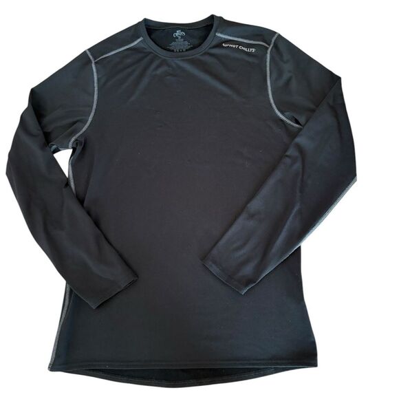 Hot Chillys Micro Elite Chamois Crewneck Top Mens Size Small Black Base Layer - Picture 1 of 6